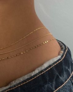 Minimalist Gold Body Chain, Dainty Gold Waist Chain With Delicate Chain, Delicate Gold Body Chain, Dainty Adjustable Waist Chain, Delicate Gold Jewelry With Curb Chain, Gold Double Chain Body Chain As Gift, Gold Double Chain Body Chain For Gift, Dainty Curb Chain Jewelry For Layering, Chains Aesthetic