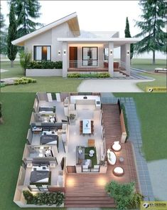 two views of the same house from different angles