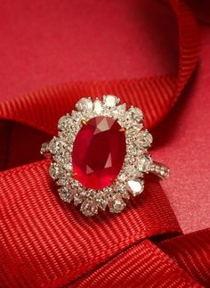 * Condition: Brand new * Center Stone: Natural Ruby from Mozambique, Oval Cut, 10x12mm, Approx 3.2ct (Heat Treatment) Natural White Diamond, Round Cut & Pear Cut, 1.61ct in total (VVS clarity with F color) * Ring Weight: 5.95g (Actual weight depends the ring size) * Metal Purity: 18K Solid White Gold (Optional) * Free DHL Express Shipping. * Attached with Certificate. * Each piece is made-to-order with care and special attention to detail.  all items are made with conflict-free diamonds and gems Ballerina Ring, Oval Cut Diamond Rings, Blood Ruby, Handmade Gold Ring, Luxury Jewelry Box, Oval Cut Diamond, Cute Rings, Color Ring, Conflict Free Diamonds