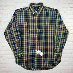 A Vintage Ralph Lauren Blake Plaid Button-Down Shirt. In A Men’s Size Large. Brand New With Original Tags. Please Message With Any Questions And Thanks For Looking. -Measurements Are Shown In The Photos- Green Collared Classic Flannel Shirt, Classic Green Collared Flannel Shirt, Classic Green Button-up Flannel Shirt, Green Flannel Shirt With Button Closure, Green Button-up Flannel Shirt, Preppy Green Button-up Shirt, Preppy Green Shirt With Button Closure, Jean Shirt Men, Red Checkered Shirt