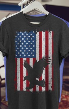 Funny Fourth of july Shirts on party and ceremony for Men / Women / Kids - Eagle on USA Flag 3 T-Shirt. Looks great with accessories for him/her: quotes, makeup, art, diy, crafts, decor, sweatshirt, cup, long sleeve, hat on holiday. Cool present for election, proud team, son, wife, youth, mom, boy, dad, fathers, mommy, family, girl.