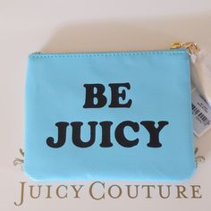 Nwt, Tiffany Blue Juicy Couture Black Label Pouch With Giant Gold Tone J Pull. Blue Coin Purse With Removable Pouch, Blue Clutch Cosmetic Bag With Zipper, Blue Coin Purse With Zipper For Daily Use, Blue Zipper Clutch Cosmetic Bag, Blue Zipper Pouch Cosmetic Clutch Bag, Trendy Blue Coin Purse For Travel, Blue Zipper Pouch Clutch For Daily Use, Blue Pouch With Zipper Closure As Gift, Blue Clutch With Zipper Pouch For Daily Use