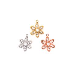 CZ Flower Charm - Gold Plated CZ Flower Charm - Silver Plated CZ Flower Charm - Rose Gold Plated, Material: Sterling Silver Plating: 18kt Size: 12mm x 16mm Price per charm We recommend the product care instructions below to make your jewelry last even longer. Product Care: -Apply beauty products such as perfume, hairspray or deodorant before wearing your jewelry as certain chemicals in these products may damage the finish. Always remove your jewelry before swimming, bathing, doing household chor Real Gold Chains, Engraved Cuff, Rose Gold Flower, Charms For Jewelry Making, Charms For Jewelry, Necklace Flower, Jewelry Charms, Kids Necklace, Blue Evil Eye