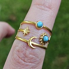 Golden Boho Starry Sky Turquoise Gold Adjustable Ring One Size Fits All Ring Is Made From Metal Alloy, Gold In Appearance. Lab Created Stones. Adjustable Band Fits A Range Of Finger Sizes. A Beautiful Ring! Adjustable, Midi Ring, Adorable, Antique, Attention-Getting, Beautiful, Bejeweled, Bold, Brilliant, Casual, Charming, Chic, Classic, Clustered, Colorful, Contemporary, Cool, Costume, Cute, Dainty, Distinctive, Edgy, Elegant, Intricate, Iridescent, Jewel-Tone, Lovely, Marquise-Cut, Metallic, M Blue Star-shaped Bohemian Jewelry, Midi Rings, Starry Sky, Precious Gems, Jewel Tones, Princess Cut, Arm Candy, Adjustable Rings, Blue Gold