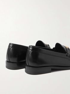 Shop CELINE HOMME Triomphe Logo-Embellished Polished-Leather Loafers, Explore the latest in-season CELINE HOMME collection today on MR PORTER Luxury Tassel Loafers For Workwear, Luxury Business Loafers With Studded Rubber Outsoles, Luxury Studded Loafers For Business, Luxury Loafers With Studded Rubber Outsoles, Classic Formal Loafers With Studded Rubber Outsoles, Mens Leather Loafers, Loafers For Men, Black Polish, Mr Porter