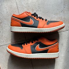 Like New - Worn Twice Womans 11/Mens 9.5 Women Jordan 1 Low Orange, Orange Air Jordan 1 Low, Orange Leather Jordan Sports Shoes, Orange Low-top Basketball Shoes, Jordan Orange, Orange Low-top Jordan Shoes With Cushioned Footbed, Shoes Jordan 1, Low Top Jordans, Shoes Jordan