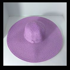 Lavender Sun Hat- New With Tag * Straw Material, Lightweight * Brim 6" * Hat Circumference 24" * Crown Top 4" * Adjustable Drawstring For Fitting/Sizing Adjustable Lavender Brimmed Hat, Adjustable Purple Fedora, Adjustable Purple Fedora Hat, Spring Hats In Solid Color, Solid One-size Hat For Spring, Solid Color Spring Hat, Adjustable Lavender Hat With Curved Brim, Adjustable Lavender Wide Brim Hat, Trendy Purple Hat With Short Brim