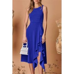 Made With A Soft And Lightweight Material, This Sun Dress Feels Gently Against Your Skin, Allowing You To Move Freely, Providing Ultimate Comfort All Day Long Crewneck Dress/ Sleeveless Dress For Women Summer/ Tank Dress/ Open Back Dress/ Fit And Flare Dress For Women/ Ruffle Dress/ A Line Dresses/ Midi Dress/ Flowy Dress For Women With Its Versatile Style, This Sleeveless Dress Can Be Dressed Up Or Down For Any Occasion. Pair With Heels, Wedges, Necklaces, Earrings To A Wedding, Cocktail, Dinne Midi Dress Flowy, Summer Tank Dress, Line Dresses, Dress Open Back, Dress Flowy, Open Back Dress, Wedding Cocktail, A Line Dresses, Open Back Dresses