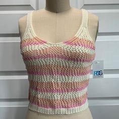 Brand New With Tags Rdg Global Crochet Tank Top - Fashionable Chic Piece Soft Hand Feel Great Quality Smoke Free Home Multicolor Stretch Crochet Top For Spring, Spring Multicolor Stretch Crochet Top, Spring Crop Top With Knit Fabric, Trendy Multicolor Knit Top For The Beach, Trendy Multicolor Knit Top For Beach, Spring Beach Crop Knit Top, Multicolor Stretch Knit Top For Summer, Multicolor Knit Top For Spring Beach Outing, Multicolor Knit Top For Spring Beach Occasion