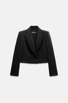 CROPPED OPEN BLAZER - Black | ZARA United States Open Blazer, Zara Blazer, Open Front Blazer, Trench Jacket, Cardigan Sweater Dress, Shirt Blouses Tops, Leather Shirt, Blazer Vest, Zara United States