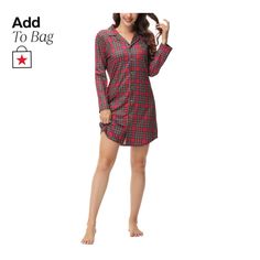 in stock Red Long Sleeve Nightgown For Bedtime, Winter Plaid Sleepwear, Plaid Winter Sleepwear, Holiday Long Sleeve Sleepwear For Pajama Party, Red Long Sleeve Nightgown, Christmas Long Sleeve Sleepwear Loungewear, Christmas Long Sleeve Loungewear Sleepwear, Casual Fall Holiday Sleepwear, Red Christmas Sleepwear For Overnight