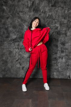 Description: Gorgeous sports pants will warm you in warm weather. Very soft warm knitwear. you fell in love with our sportswear. the fabric is very nice. does not deform. https://www.etsy.com/listing/987235945/womens-hoodie-clothing-plus-size-rad?ref=shop_home_active_4 Material: jersey 98%cotton 2% elastan Material can be ordered The material can be according to your desire. Main material: cotton, viscose or polyester Size can be ordered. See my size chart. The order will be completed within 3 - Sporty Tracksuit For Leisure, Red Sporty Sweats For Winter, Trendy Sports Sweatpants With Elastic Waistband, Sportswear Jogging Pants With Drawstring, Sportswear Pants With Drawstring For Jogging, Hooded Sportswear Tracksuit For Loungewear, Hooded Tracksuit For Loungewear, Comfy Fleece Tracksuit For Loungewear, Stretch Sportswear Joggers With Drawstring