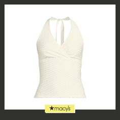 in stock Elegant Fitted Cream Swimwear, Chic White V-neck Halter Top, Elegant White Swimwear For Vacation, White Fitted V-neck Swimwear, White Stretch V-neck Halter Top, Elegant Halter Top For Poolside, Elegant Fitted Halter Top For Poolside, Elegant Cream Swimwear For Spring, Elegant Cream Swimwear For Summer