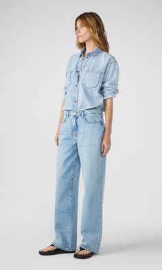 Ms. Charlotte / SI Denim Tops With Pockets And Straight Leg, Spring Shirts, Denim Shirt