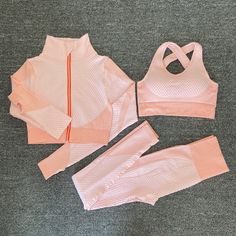 This is the perfect yoga fitness women clothing. It's comfortable, flattering and perfect for any activity, including yoga. The clothing eliminates confusing lines and binders, giving you unrestricted movement during your workouts. Do you wanahavit? About the size: 1. Asian sizes are 1 to 2 sizes Smaller than European and American people. 2.If you feel difficult to choose the size, you can feel free to contact me.We will give you some suggestion, but it is just for you reference. About the size: Pink Breathable Seamless Activewear, Moisture-wicking Stretch Athleisure Set, Functional Moisture-wicking Stretch Sets, Snug Fit Sportswear Activewear For Yoga, Snug Fit Sportswear For Yoga, Sporty Seamless Stretch Sets, Sporty Stretch Seamless Sets, Seamless High Stretch Sportswear Sets, High Stretch Solid Color Sports Sets