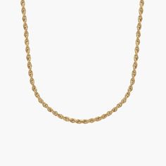 Made with 14k yellow gold, this 18" rope chain reflects light with it's arcing, twisted shape. 14k Gold Link Rope Chain Necklace, Classic Rope Chain Necklace In 14k Gold, 14k Gold Oval Link Rope Chain Necklace, 14k Gold Rope Chain Necklace With Cable Detail, Elegant 14k Gold Tarnish Resistant Rope Chain Necklace, 14k Yellow Gold Rope Chain Necklace, Gold Twisted Rope Chain Necklace, 14k Yellow Gold Wheat Rope Chain Necklace, Classic 14k Gold Rope Chain Necklace