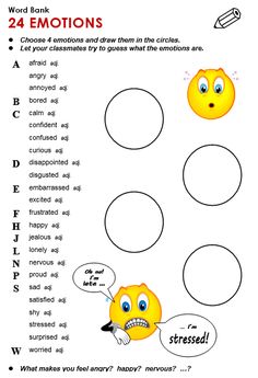 the worksheet for emotions and feelings