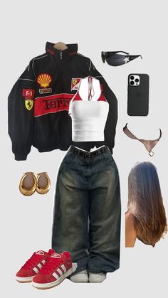 Outfit Ideas 90s Style Hip Hop, Style Inspo Aesthetic Baddie, Outfit Ideas For Short People, Baggy Streetwear Outfit, Thug Outfits Female, 90 Aesthetic Outfit, Hiphop Outfit Dancers, 2000s Baggy Outfits, 2000 Hip Hop Fashion