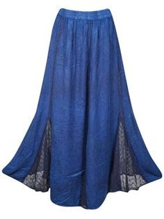 Mogul Interior Blue Renaissance Long Skirt, Embroidered Boho Maxi Skirts Elastic Waist Skirt One Size Boho Maxi Skirts, Elastic Waist Skirt, Long Skirt, Waist Skirt, Maxi Skirt, Top Styles