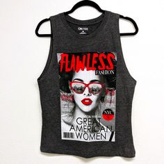 Nwot Gray "Flawless" Magazine Cover Graphic Tee Sleeveless 100% Cotton Pit To Pit: 18" Length: 24" New Without Tag Never Use F031 Chic Sleeveless Graphic Print Tank Top, Womens Graphic Tees, Graphic Tank, Magazine Cover, Graphic Tank Top, Graphic Tee, Graphic Tees, Tank Top, Womens Tops