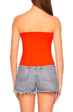 Love to layer in this stretchy tube top that transitions seamlessly from day to night. 4" length Strapless 90% nylon, 10% spandex Hand wash, dry flat Made in the USA of imported fabric Fitted Bandeau Elastane Crop Top, Stretch Nylon Bandeau Top, Strapless Nylon Tops For Night Out, Strapless Stretch Elastane Crop Top, Trendy Strapless Stretch Top, Trendy Stretch Strapless Top, High Stretch Bandeau Tube Top In Color, Fitted Strapless Elastane Tube Top, Versatile Stretch Tube Top For Spring