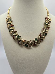 Absolutely Stunning Coro Multicolored Rinestone Choker In Excellent Condition. Necklace is Gold Tone and a Beautiful Statement Piece.   Necklace is 17in in length when opened.   All rinestone ate in great condition and are green, orange and dark yellow. Dark Yellow, Choker Necklaces, Green Orange, Statement Pieces, Jewelry Box, Choker, Choker Necklace, Vintage Jewelry, Gold Tones