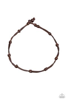 Paparazzi Accessories-In or SCOUT - Brown Necklace Item #P2MN-URBN-019XX Shiny strands of brown cording knot below the collar for a seasonal look. Features a button loop closure. Sold as one individual necklace. Brown Necklace Jewelry, Dainty Band, Brown Necklace, Topaz Color, Paparazzi Accessories, White Rhinestone, Solitaire Pendant, Men's Necklace, Paparazzi Jewelry