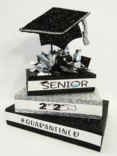 2020 Graduation Centerpiece - Designs by Ginny Graduation Table Centerpieces, Book Centerpieces, Graduation Centerpiece, Corporate Events Decoration, Graduation Tables, Graduation Party Centerpieces, Graduation Party Themes, Graduation Design