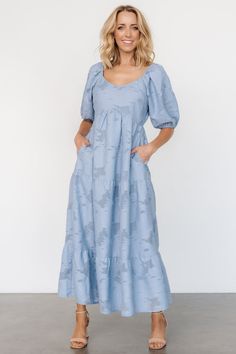 Hayward Dress | Dusty Blue - Baltic Born Muted Light Blue, Baby Blue Maxi Dress, Dress Dusty Blue, Destination Dress, Baltic Born, Tiered Maxi Skirt, Dress Dusty, Romper Outfit, Velvet Fashion