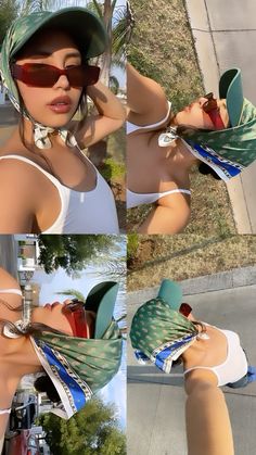 Outfit inspo Cap and Bandanna #bandanna #cap #selfie #fasion #gorra #paliacate #style #haileber Bandana On Head Outfit, Bandana With Hat, Sun Visor Outfit, Head Bandana Outfit, Bandana Outfits For Women, Outfits With Bandanas, Bandana Outfit Aesthetic, Bandanna Outfits, Outfit With Bandana