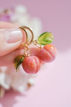 🍑 Murano glass peach earrings - every berry is made in the open flame of torch (Lampwork) and kiln annealed for durability. Hoops are 18k gold-plated sterling silver (or you can choose plain white silver option) Peach Earrings, Murano Glass Jewelry, Fruit Jewelry, Glass Lampwork, Plain White, Jewelry Earrings Hoops, Glass Jewelry, Gold Plated Sterling Silver, Costume Design