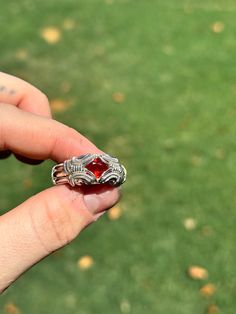 Vibrant Orange Spessertite garnet set in sterling silver wire. Size 10 US :) Wire Wrapped Ring, Sterling Silver Wire Wrap, Mesa Az, Garnet Ring, Peridot Ring, Wire Wrapped Rings, Garnet Rings, Wrap Rings, Vibrant Orange