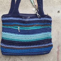 Very Pretty Bag! Height-15" Width-10" Base-4" Straps-12" Interior Has Zip Pocket Divider; 2 Small Slide Pockets, And 1 Large Slide Pocket Very Roomy> Nwot Blue Bags With Handles For Daily Use, Everyday Blue Bags With Handles, Blue Crochet Satchel Bag For Daily Use, Casual Blue Crochet Bag For Everyday Use, Casual Blue Shoulder Bag With Handles, Daily Use Handmade Blue Beach Bag, Blue Tote Shoulder Bag With Handles, Blue Satchel Beach Bag For Travel, Casual Blue Crochet Bag With Double Handle