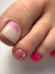 Shellac Pies, Valentines Pedicure, Pedicure Rosa, Beach Toe Nails, Glitter Gel Nail Designs, Pink Pedicure, Toenail Designs Summer, Girls Nail Designs, Brown Hairstyles