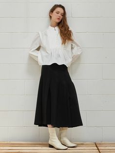 Editor's NotesClassic pleats create graceful movement and voluminous.- Zipper detail on waist- Stretchy material with feminine silhouette- Sophisticated mood with a flare fitMeasurements(in.)Size S / M- Total length: 34.25 / 34.25 in.- Waist: 28.34 / 29.52 in.- Hip: 36.22 / 37.79 in.- Hem: 85 / 85.82 in.*Model info: Height: 5'7'' / Bust: 30.31 in. / Waist: 22 in. / Hip: 35.43 in.*Depending on measurement method  may differ 1/3'Composition & Care78% Polyester  18% Rayon  4% PolyurethaneLining Elegant A-line Pleated Skirt For Daywear, Flared Skirt Bottoms With Pleated Hem For Daywear, Pleated Waist Flared Skirt For Daywear, Daywear Bottoms With Pleated Waist And Flared Skirt, Pleated Tiered Skirt For Work, Flared Skirt With Pleated Waist For Daywear, Flared Skirt Bottoms With Pleated Waist For Daywear, Accordion Pleated Full Skirt For Fall, Full Skirt With Accordion Pleats For Fall