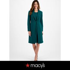 in stock Elegant Knee-length Spring Outerwear, Elegant Green Blazer Dress For Spring, Elegant Green Long Sleeve Blazer Dress, Elegant Green Blazer Dress, Elegant Fitted Green Outerwear, Elegant Green Blazer Dress For Fall, Elegant Green Fitted Outerwear, Elegant Spring Career Outerwear, Elegant Green Blazer Dress For Work