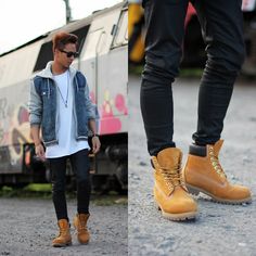 Timberland boots for dope boys Boot Outfit Men, Timberlands Outfit, Men White Shirt, Timbs Outfits, Timberland Boots Style, Timberland Outfit, Modern Menswear, Timberland Boots Outfit Mens, Timberland (men)