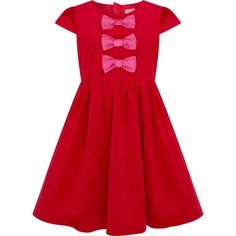 New! The luxurious Joy Velvet and Satin Girls Party Dress in red featuring pretty pink satin bow details on the bodice makes the perfect stand out look for your little princess at special occasions, parties, Christmas and Holiday season family gatherings. An original British classic designed exclusively by Holly Hastie, perfect for every occasion whether it be a celebration or everyday dressing. Fully lined in a silky fabric for comfort, a zip back fastening and cap sleeve. | Holly Hastie | Joy Party Dress Red, Exclusive Dress, Silky Fabric, Dress Silk, Girls Party Dress, Buy Buy, Satin Bow, Girls Party, Mini Boden