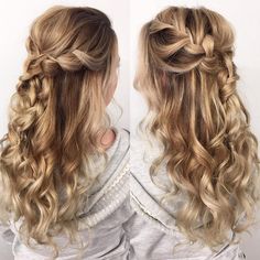 Beautiful waterfall braided half up half down hairstyle, wedding hair,half up half down hairstyles ,half up half down wedding hairstyles, wedding hair down hairstyle #weddinghairstyles #hairstyles #romantichairstyles #halfup #hairdown Braid Half Up Half Down, Half Up Half Down Hairstyle, Down Hairstyle, Ball Hair, Wedding Hair Half, Hairstyle Wedding, Hair Half Up, Romantic Wedding Hair, Braided Half Up