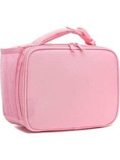 a pink lunch bag on a white background