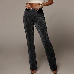 Limited Stock Available - Click "ADD TO CART" To Get Yours Now For 50% OFF 🔥 Glitz up your day with these Arimonz Glitter Sparkle Bling Trousers featuring an elastic waistband and glittery sequin fabric. Look good wherever you go. Made from the finest materials so you can be assured that your new purchase will last! Features: Soft, comfortable, and Loose Made With Polyester and Spandex Elastic and well-knitted fabric type Comes with Thick Wool Material to Protect Your Head from Chills 100% Sati Leggings With Crystals, Sparkly Flare Leggings, Sparkly Pants, Relax Pants, Fashion Office, Black Wide Leg Pants, Women Pants, Sequin Fabric, Office Lady