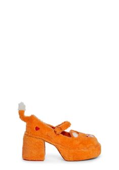 Dolls Kill x Care Bears Fuzzy Platform Mary Janes - Orange Quirky Maximalist, Dollskill Shoes, Bear Shoes, Quirky Shoes, Rainbow Clothes, Soft Kidcore, Maximalist Fashion, Orange Accessories, Rainbow Outfit