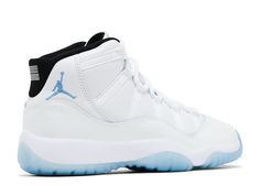 Step into legendary style with the Air Jordan Retro 11 "Legend Blue" (GS). This iconic silhouette returns in a clean white colorway, accented with light blue details and a sleek black collar for a striking contrast. Featuring a premium leather upper, patent overlays, and a signature icy blue outsole, this sneaker blends timeless design with modern flair. Built with comfort in mind, the Jordan Retro 11 "Legend Blue" features lightweight cushioning and a durable rubber outsole for dependable tract Air Jordan Retro 11, Jordan 4’s, Jordan Retro 11, Jordan Yeezy, Blue Jordans, Jordan 9, Retro 11, Jordan 10, Jordan 8