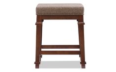 the backless bar stool is made from wood and fabric