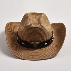 Get ready to elevate your style with this cowboy hat, perfect for men and women. The simple solid pattern and the eye-catching bullhead decoration, give it a clean and classy look with a touch of uniqueness. Made from high-quality paper and polyester, this hat offers sun protection, making it ideal for outdoor activities. Don't miss out on this convenient and stylish choice! Specifications Style: Casual Place Of Origin: China (Mainland) Pattern Type: Solid Origin: Mainland China Material: Paper,Polyester Item Type: Cowboy Hats Gender: MEN Feature: Sun protection Department Name: Adult CN: Zhejiang Brand Name: GeraldBlack Applicable Season: Spring and Summer Applicable Scene: Travel When purchasing clothing, shoes, and/or belts; please follow the size chart. Please click on "Size Charts" lo Bull Head Decor, Head Decoration, Jazz Hat, Bull Head, Western Decor, Cowboy Hat, Body Shapers, How To Look Classy, Solid Pattern