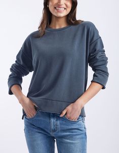 white-co-the-weekend-crew-washed-navy-womens-clothing Washed Relaxed Fit Sweatshirt For Layering, Relaxed Fit Washed Sweatshirt For Layering, Soft-washed Crew Neck Sweater For Layering, Everyday Soft-washed Relaxed Fit Sweater, Casual Fall Sweats With Straight Hem, Casual Soft-washed Sweater For Layering, Casual Crew Sweats For Layering, Washed Crew Neck Sweater For Loungewear, Casual Relaxed Fit Sweatshirt With Soft Texture