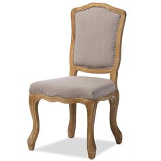 Baxton Studio Chateauneuf French Vintage Cottage Weathered Oak Beige Fabric Upholstered Dining Side Chair FredCo theFredCo Chic Dining Room, Farmhouse Dining Chairs, Country Cottage Style, Family Dining, French Chairs, Patio Interior, Baxton Studio, Weathered Oak, Noble House