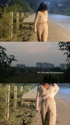 two different shots of a woman walking on the beach, one with her back to the camera