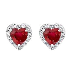 2.60 Ct Heart Cut Red Ruby With Diamond Pave Halo Stud Earring WG 14K | HarryChadEnt.com Gold Diamond Earrings Studs, Geode Earrings, Halo Earrings Studs, Ruby Diamond, Sterling Silver Heart, Gold Earrings Studs, Stud Earring, Diamond Earrings Studs, Diamond Studs