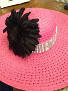 Just Sayin': Make a $4.99 hat blingin' for Easter or the Kentucky Derby Tea Party Attire, Hot Pink Hat, Derby Ideas, Tea Hats, Easter Hats, Hat Decoration, Easter Bonnet, Clever Gift